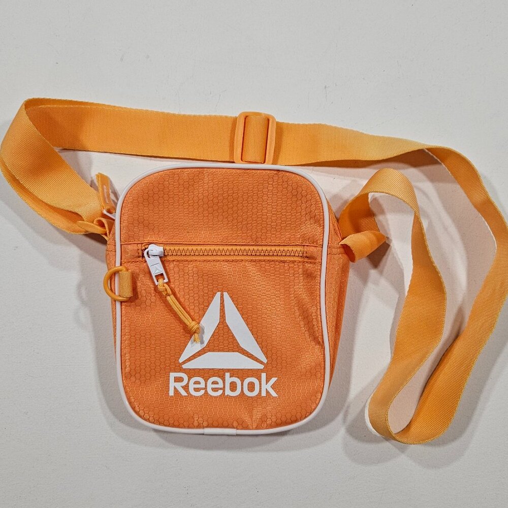 Reebok Small Crossbody Shoulder Bag Orange White Trim Adjustable Strap NWOT